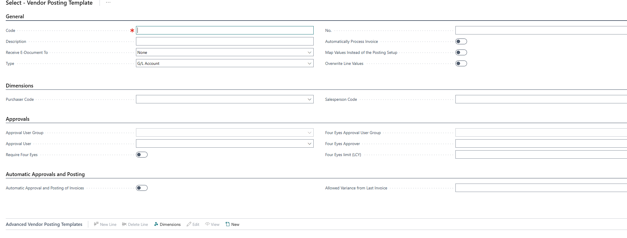 Creating a posting template