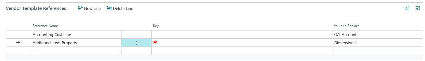 Vendor template reference